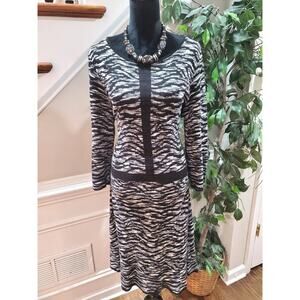 Nine West Women's Black Round Neck Long Sleeve Knee Length Sweater Dress XL